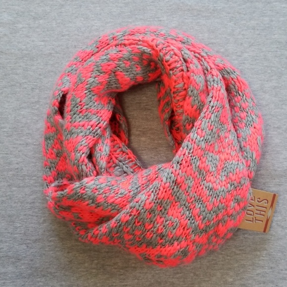 American Eagle Outfitters Accessories - American Eagle Hot Pink & Gray Infinity Scarf